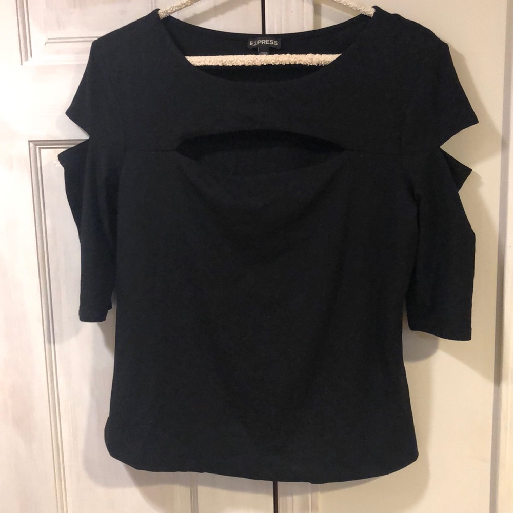 Black top with chest and arm slit cutouts